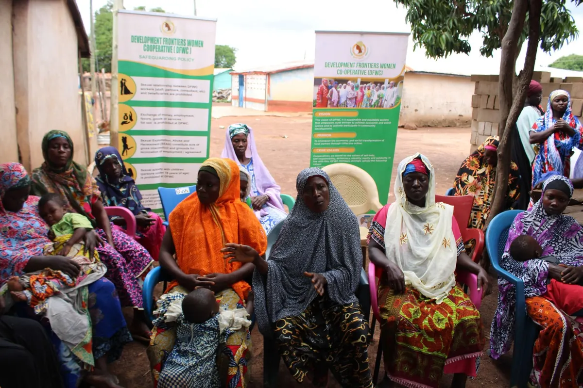 Women gathered for a community education session